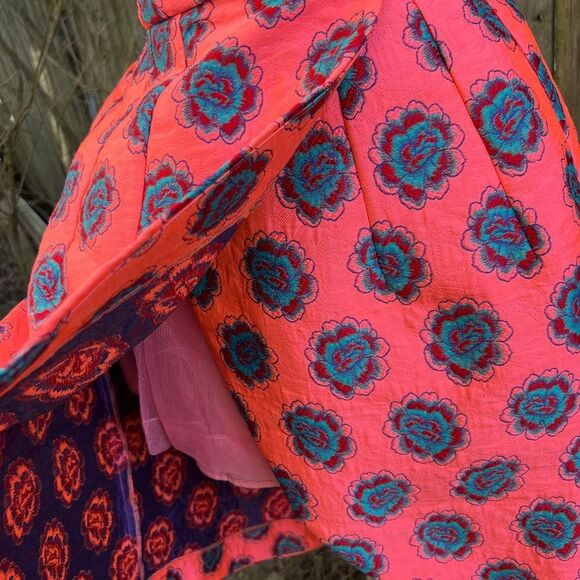 🦋ASOS SALON Fluro Jacquard Bandeau Wrap Front Bustier Dress Size 10 (AA2) - Picture 6 of 14